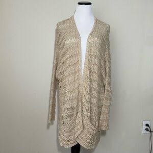 Free People Last Night Stripe Cardigan Sweater in Tan
